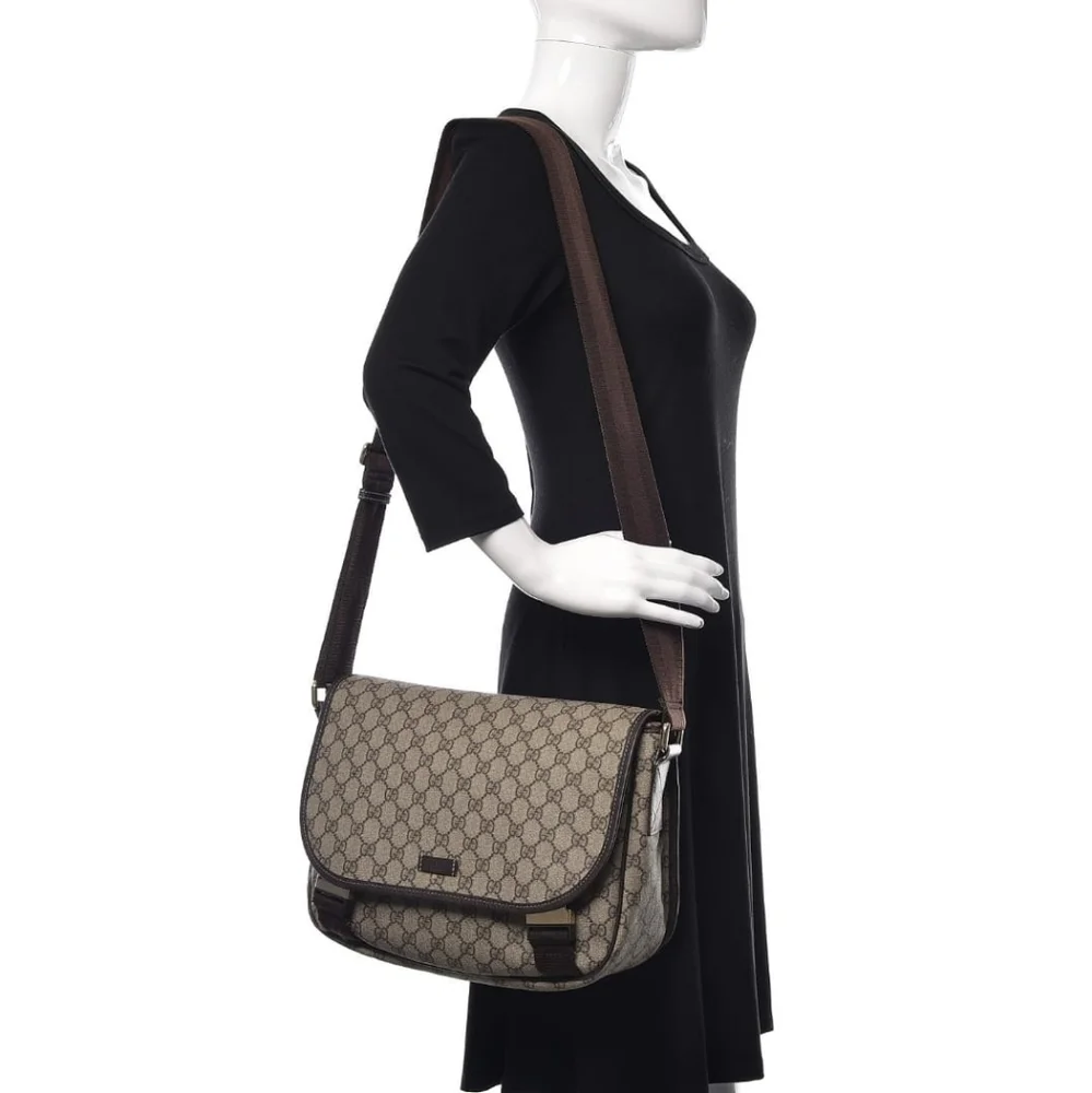 Gucci GG Plus Monogram Double Buckle Flap Messenger Bag - Picture 4 of 11